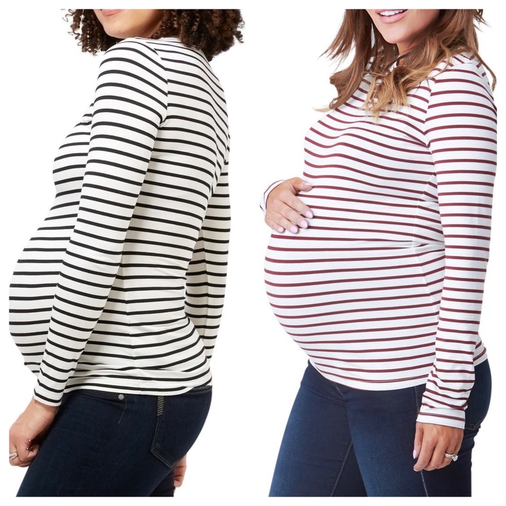 Black & Red Striped Liv Maternity T-Shirt